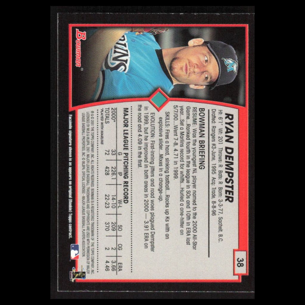 Ryan Dempster #38 2001 Bowman Florida Marlins Baseball Card MLB NM