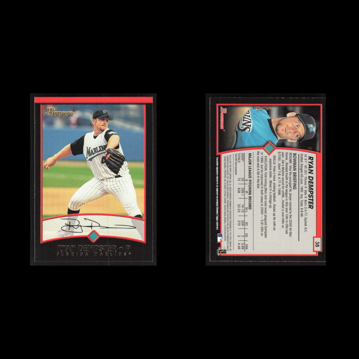 Ryan Dempster #38 2001 Bowman Florida Marlins Baseball Card MLB NM