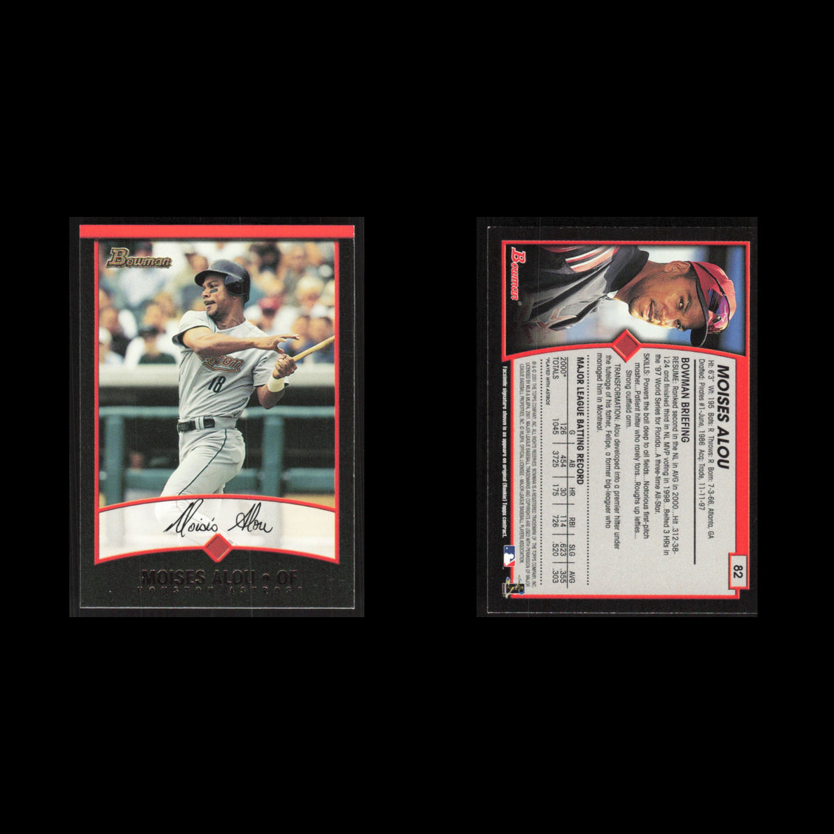 Moises Alou #82 2001 Bowman Houston Astros Baseball Card MLB NM