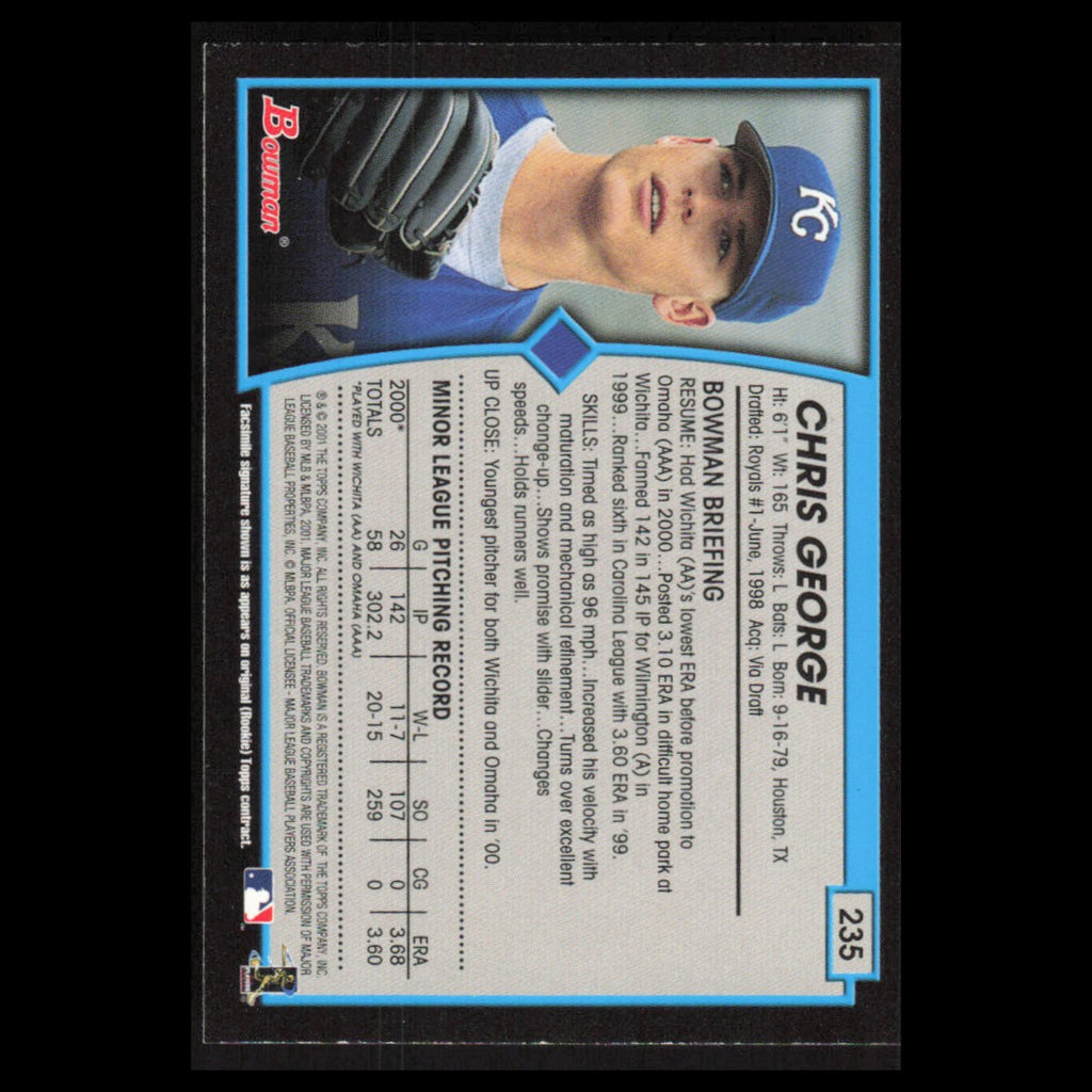 Chris George #235 2001 Bowman Kansas City Royals Baseball Card MLB NM