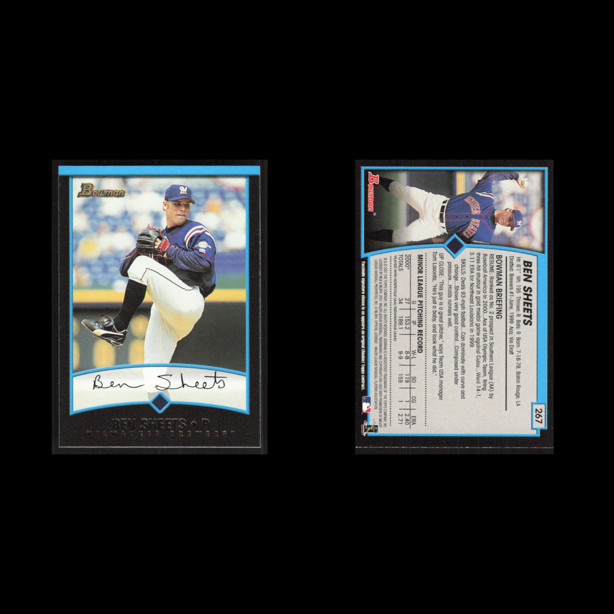 Ben Sheets #267 2001 Bowman Milwaukee Brewers Baseball Card MLB NM