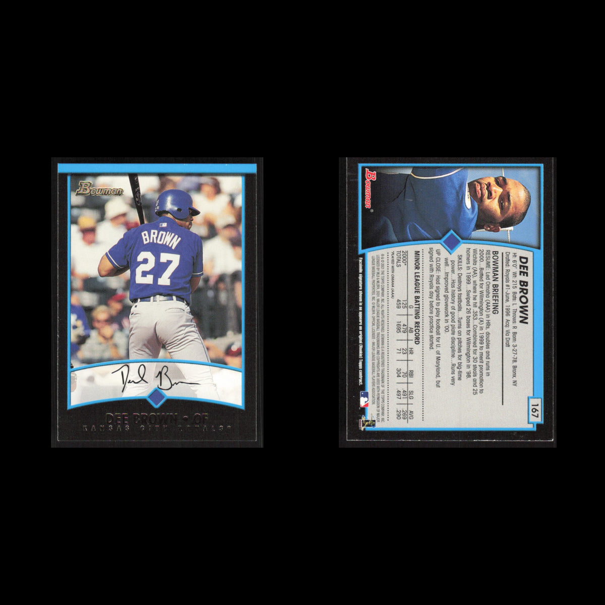 Dee Brown #167 2001 Bowman Kansas City Royals Baseball Card MLB NM
