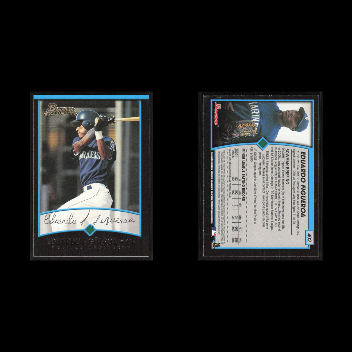 Eduardo F. Figueroa Rookie #402 2001 Bowman Seattle Mariners Baseball Card MLB