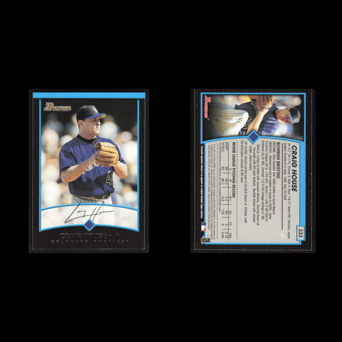 Craig House #333 2001 Bowman Colorado Rockies Baseball Card MLB NM