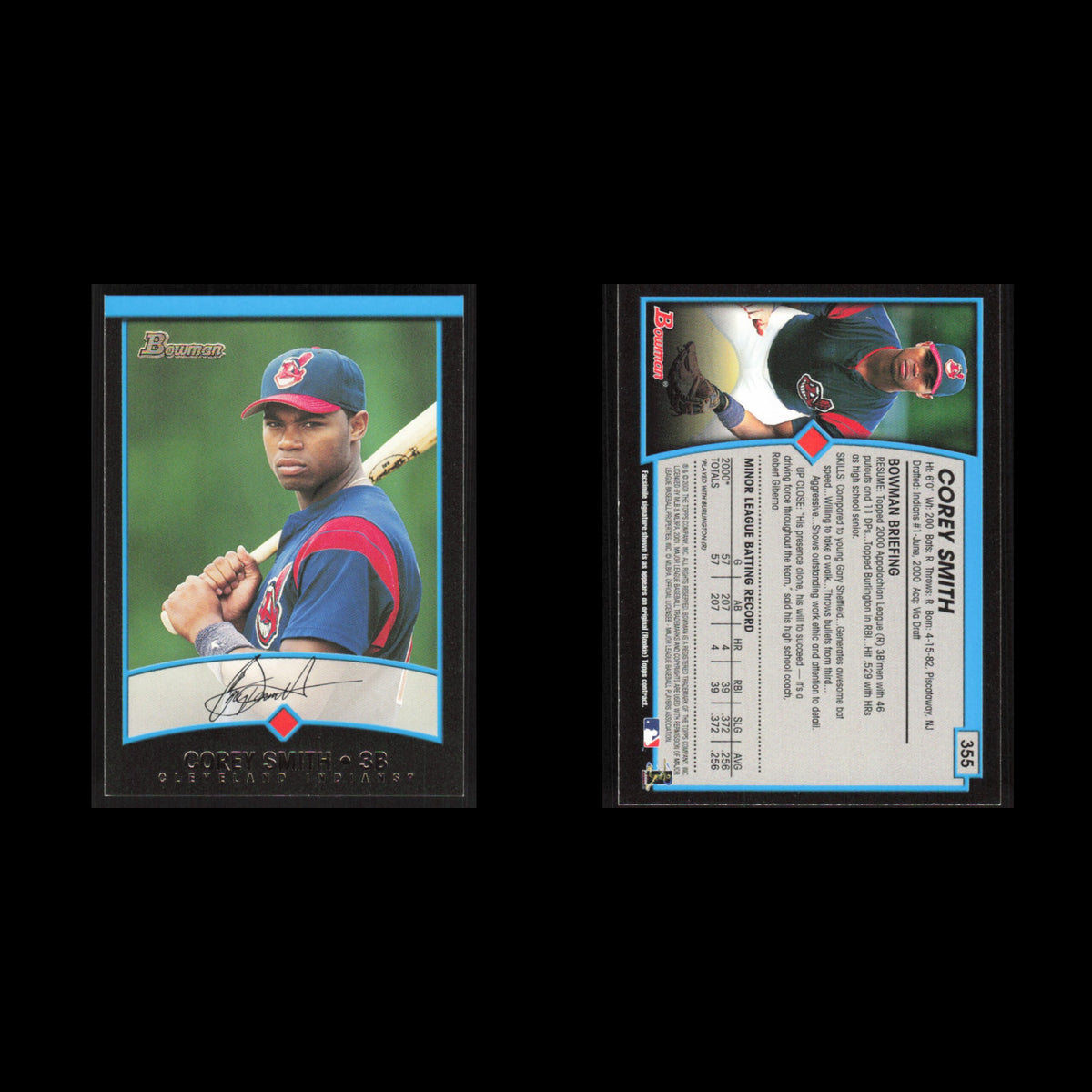 Corey Smith #355 2001 Bowman Cleveland Indians Baseball Card MLB NM