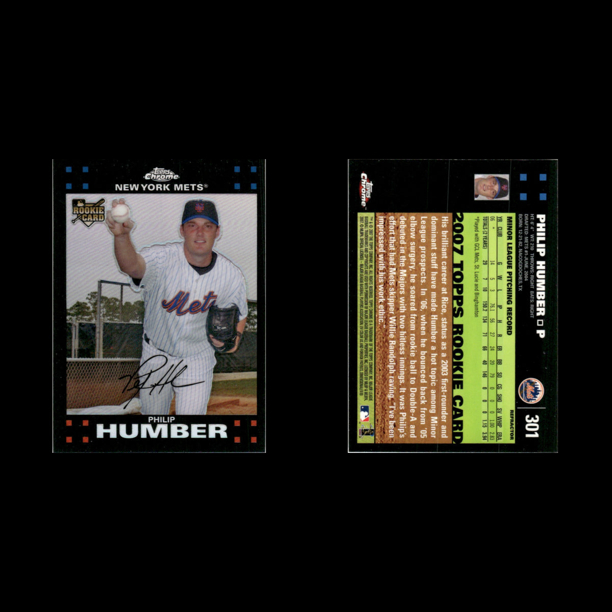 Philip Humber Rookie #301 2007 Topps Chrome Refractor New York Mets Baseball MLB