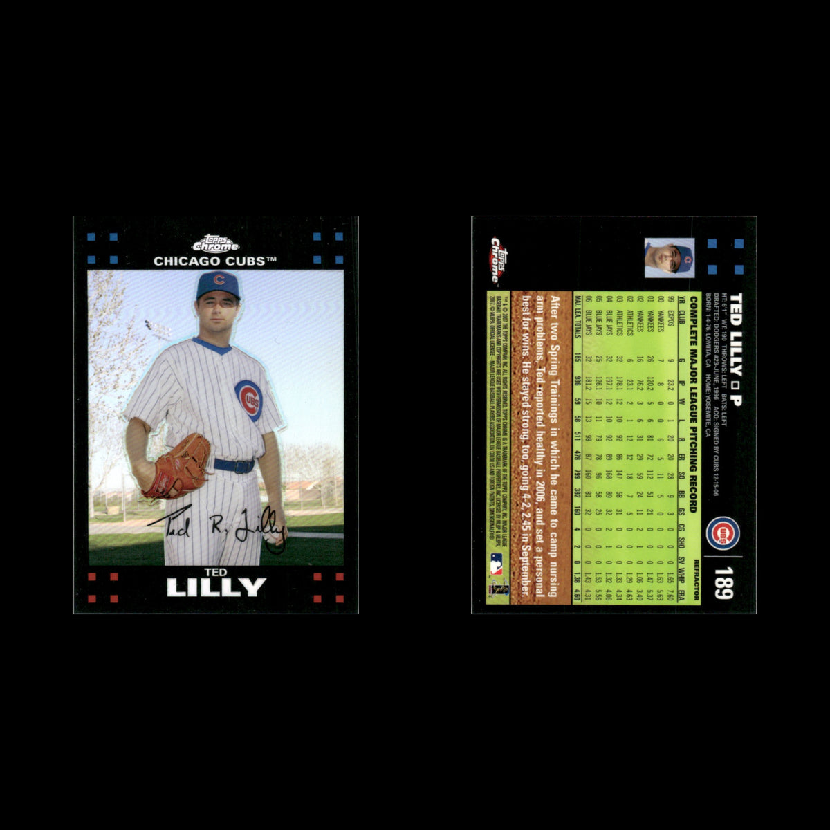 Ted Lilly #189 2007 Topps Chrome Refractor Chicago Cubs Baseball Card MLB NM
