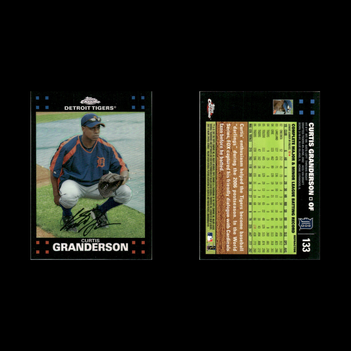 Curtis Granderson #133 2007 Topps Chrome Refractor Detroit Tigers Baseball Card