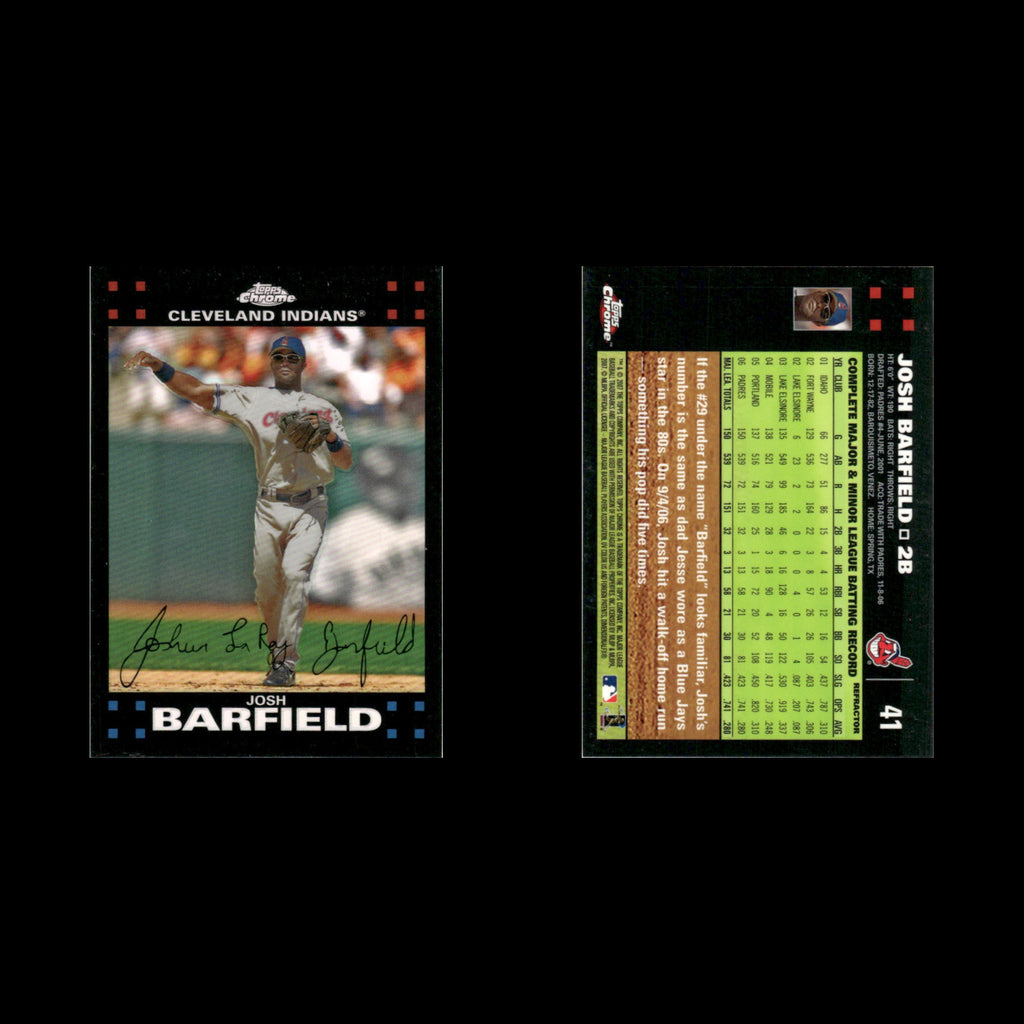 Josh Barfield #41 2007 Topps Chrome Refractor Cleveland Indians Baseball Card NM
