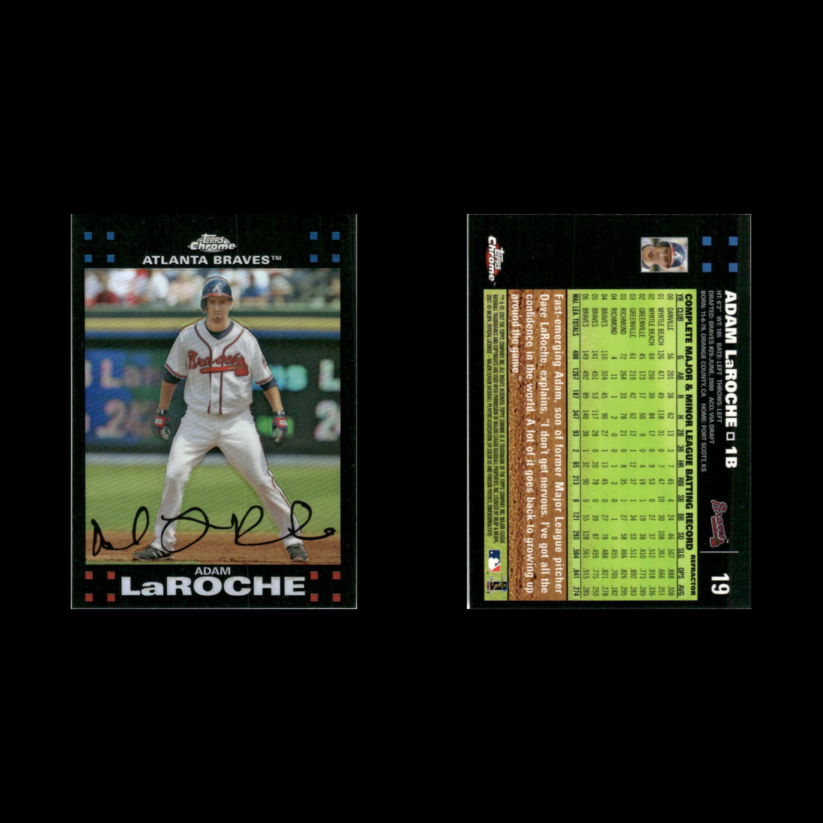 Adam LaRoche #19 2007 Topps Chrome Refractor Atlanta Braves Baseball Card MLB NM