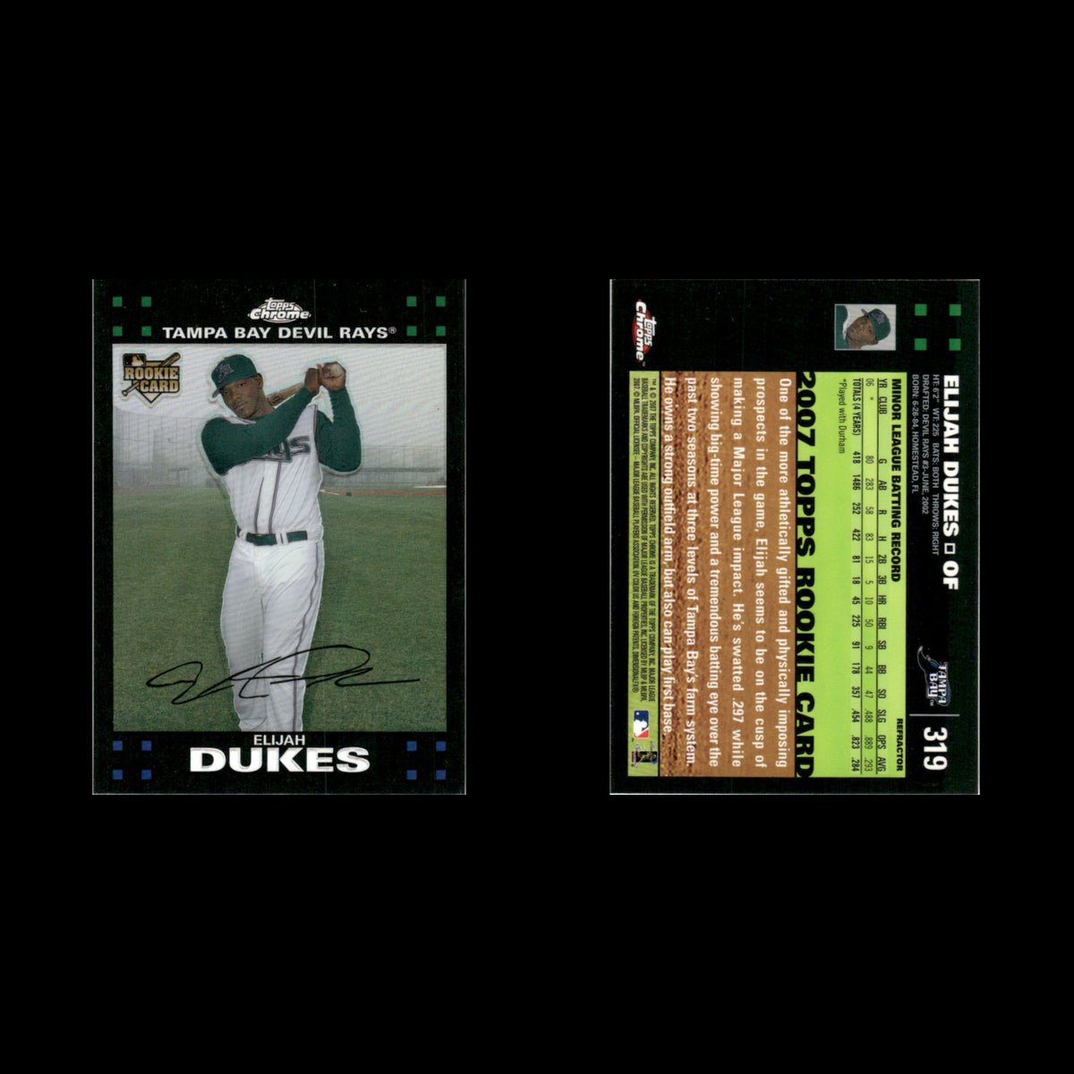 Elijah Dukes Rookie #319 2007 Topps Chrome Refractor Tampa Bay Devil Rays Card
