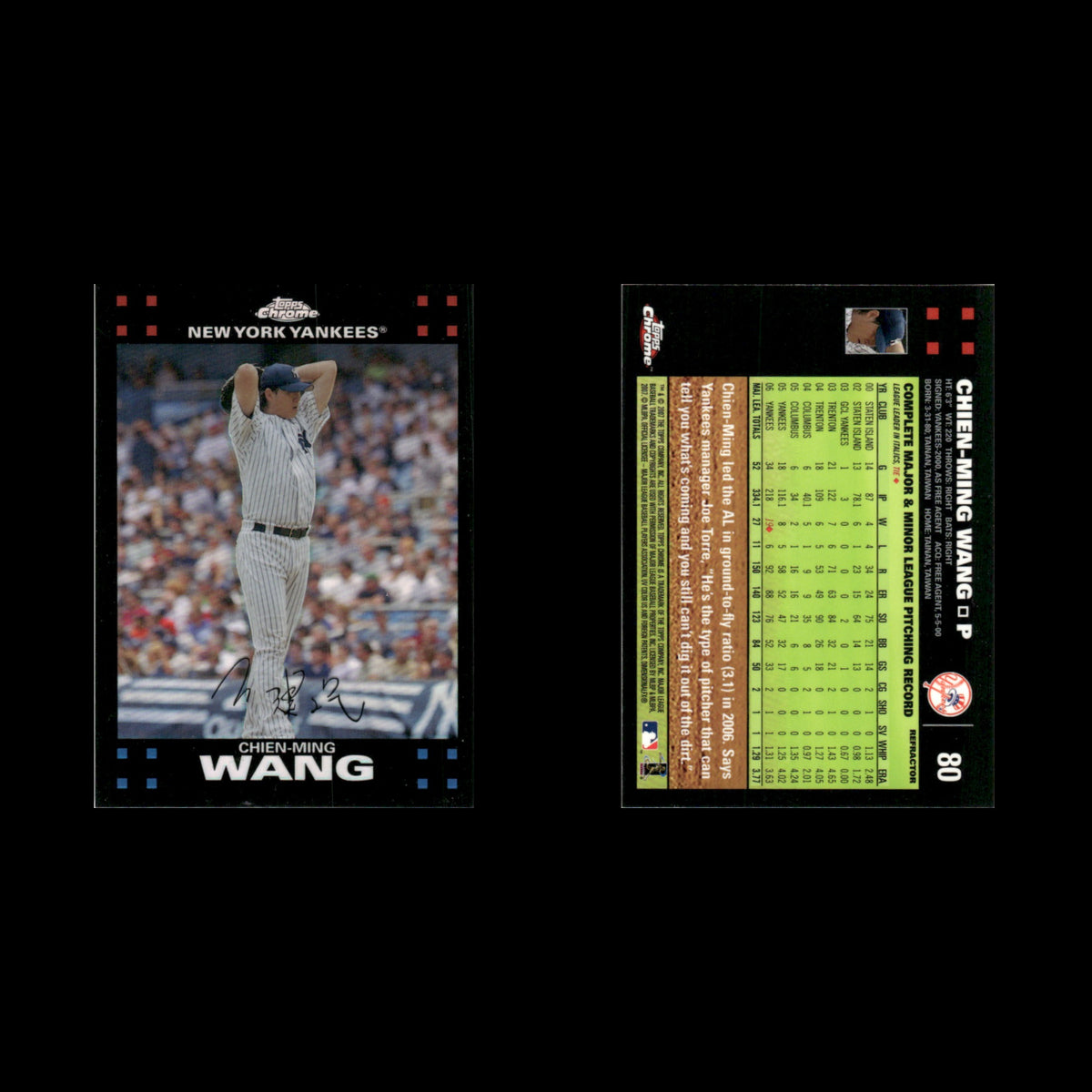 Chien-Ming Wang #80 2007 Topps Chrome Refractor New York Yankees Baseball Card