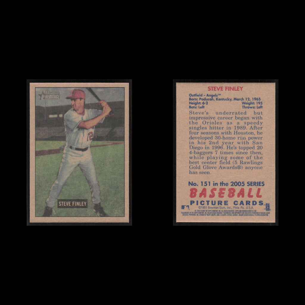 Steve Finley #151 2005 Bowman Heritage Anaheim Angels Baseball Card MLB NM