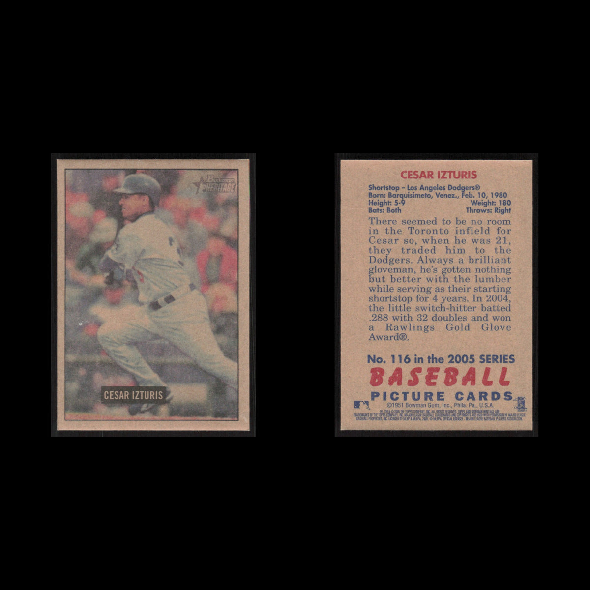 Cesar Izturis #116 2005 Bowman Heritage Los Angeles Dodgers Baseball Card MLB NM