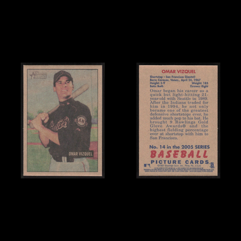 Omar Vizquel #14 2005 Bowman Heritage San Francisco Giants Baseball Card MLB NM