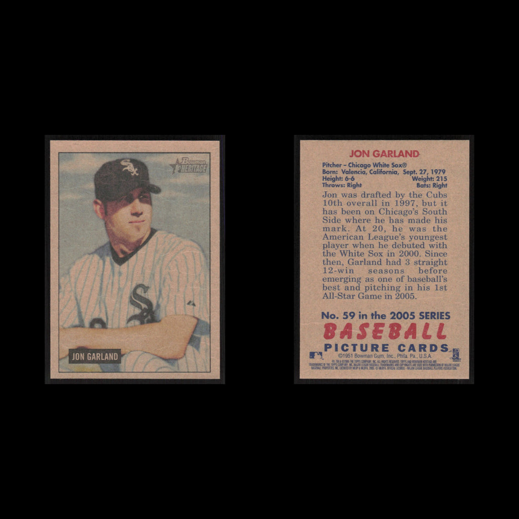 John Garland #59 2005 Bowman Heritage Chicago White Sox Baseball Card MLB NM