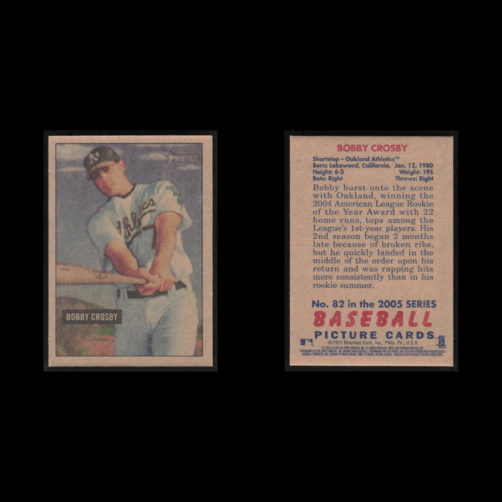 Bobby Crosby #82 2005 Bowman Heritage Oakland Athletics Baseball Card MLB NM