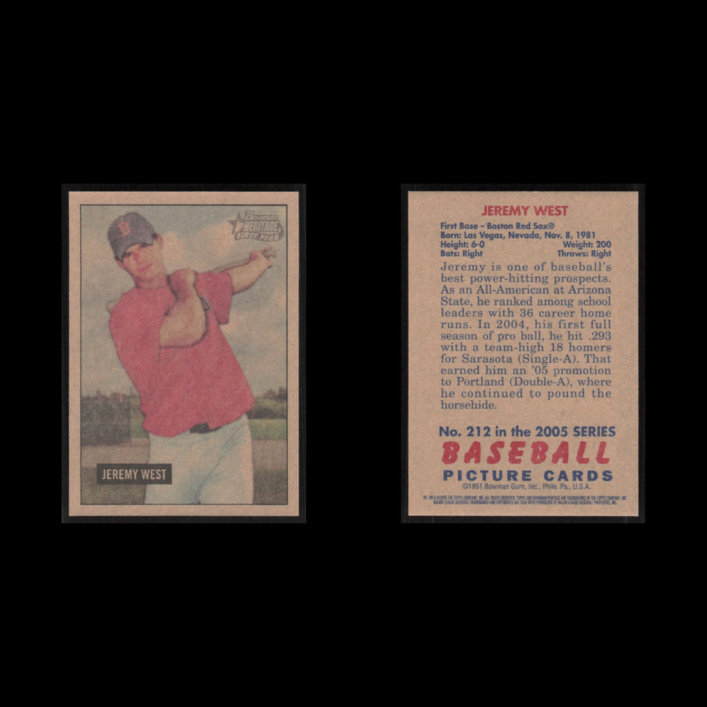 Jeremy West #212 2005 Bowman Heritage Boston Red Sox Baseball Card MLB NM