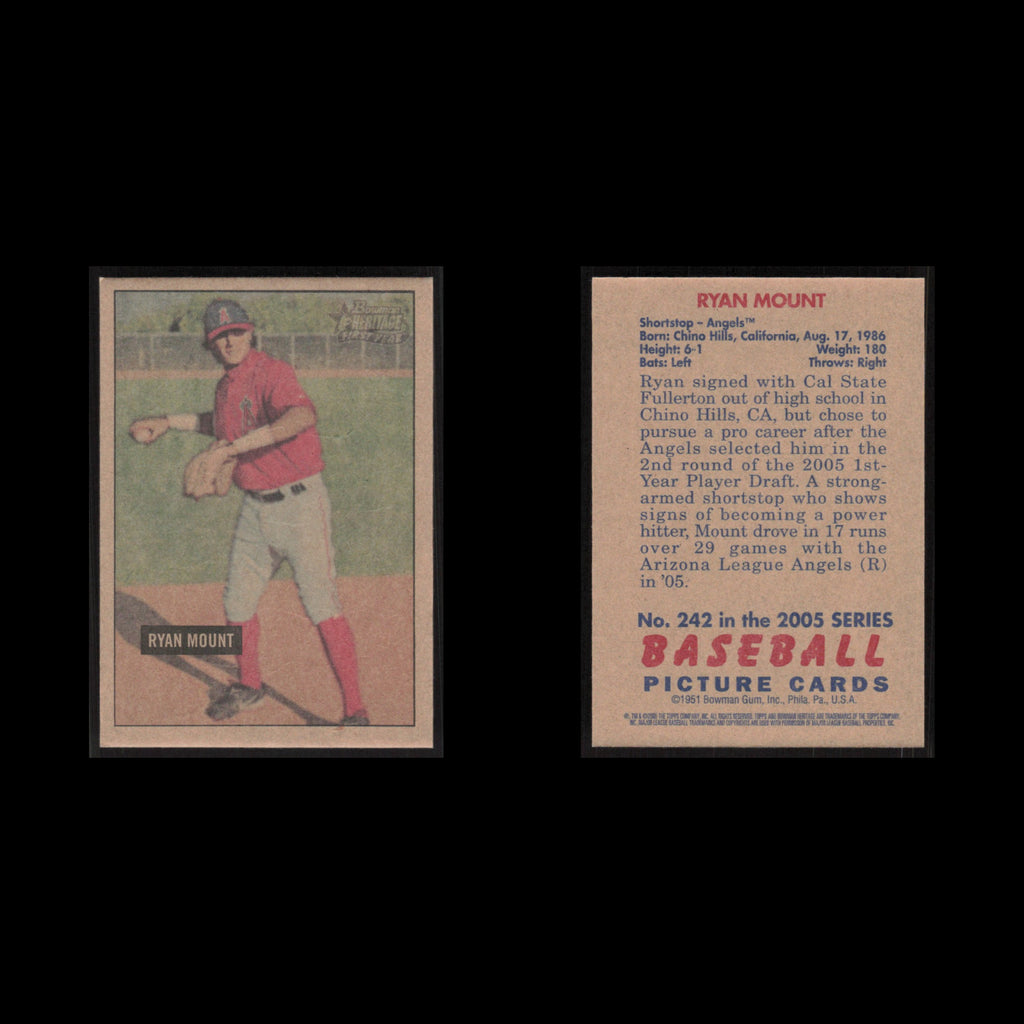 Ryan Mount #242 2005 Bowman Heritage Los Angeles Angels Baseball Card MLB NM