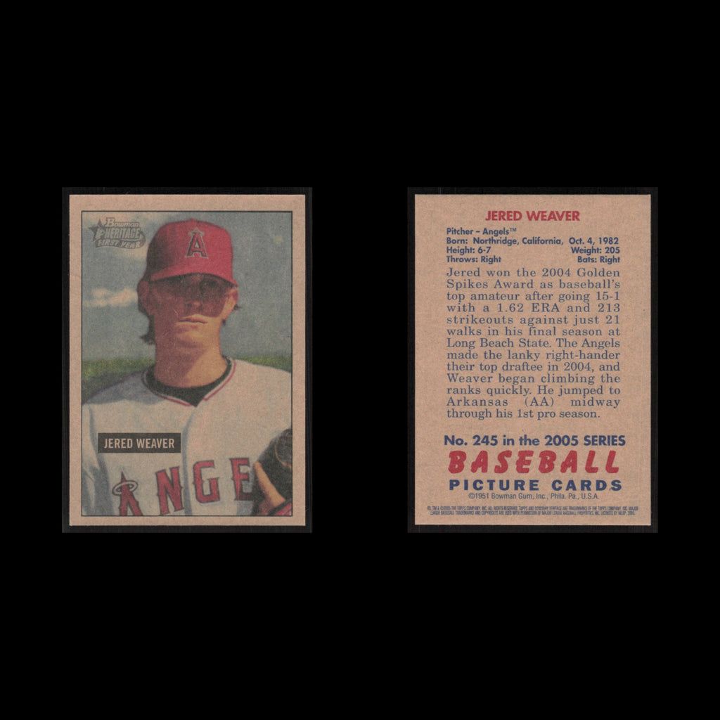 Jared Weaver #245 2005 Bowman Heritage Los Angeles Angels Baseball Card MLB NM