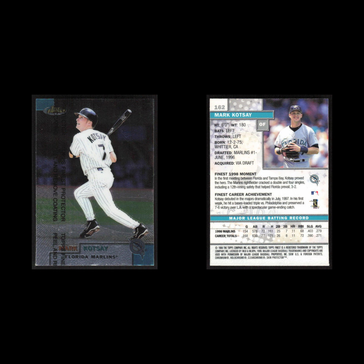 Jeff Brantley #162 1999 Topps Finest w Coating St. Louis Cardinals Baseball Card