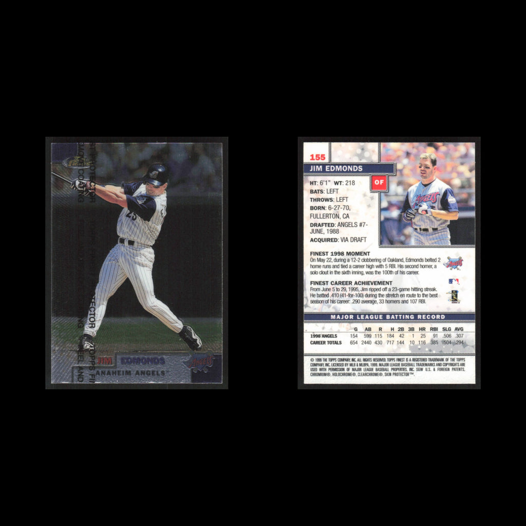 Jim Edmonds #155 1999 Topps Finest w Coating Anaheim Angels Baseball Card MLB NM