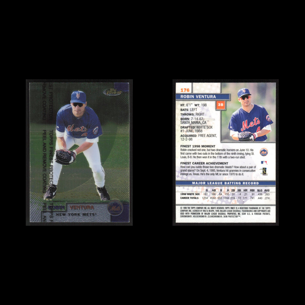 Robin Ventura #176 1999 Topps Finest w Coating New York Mets Baseball Card MLB