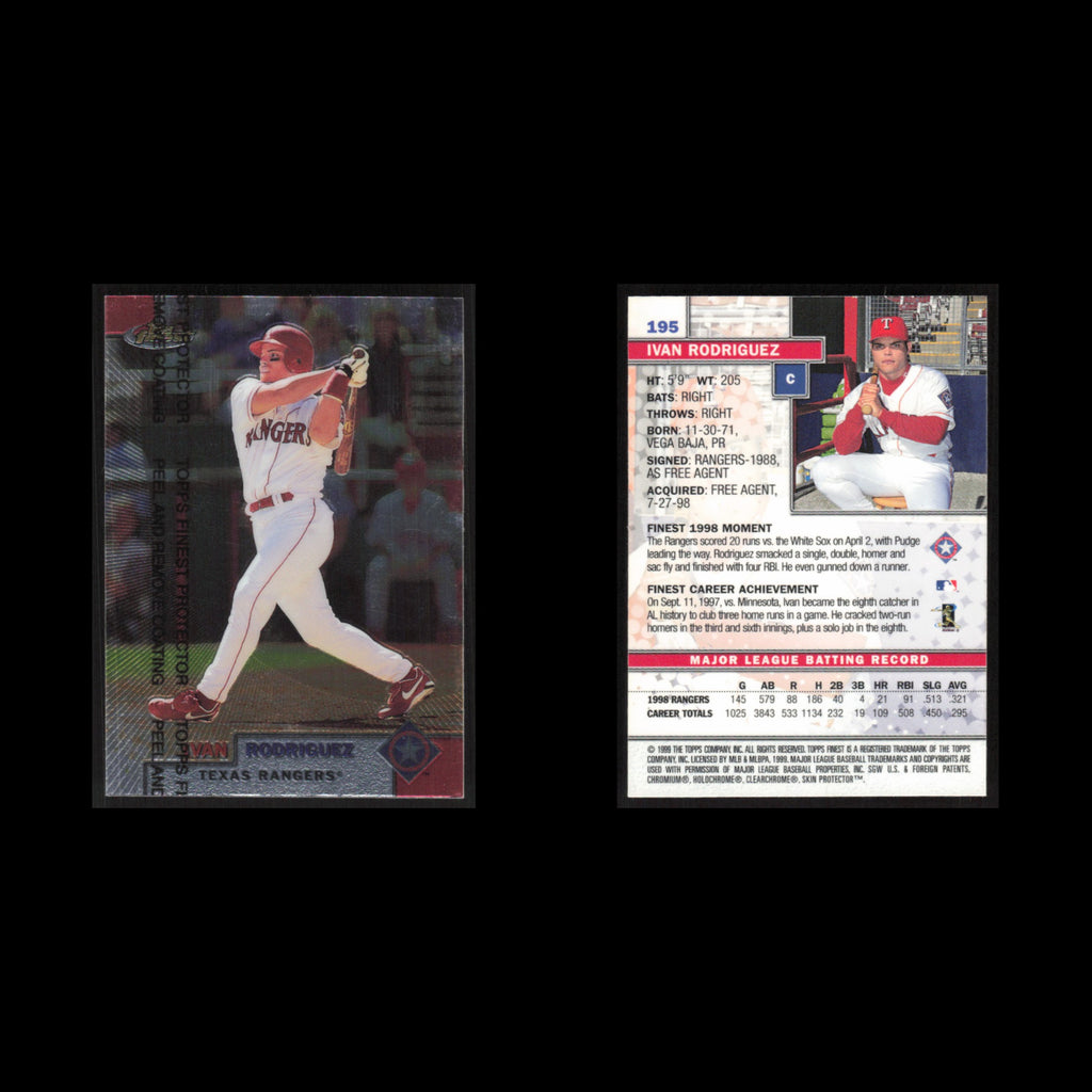 Ivan Rodriguez #195 1999 Topps Finest w Coating Texas Rangers Baseball Card MLB