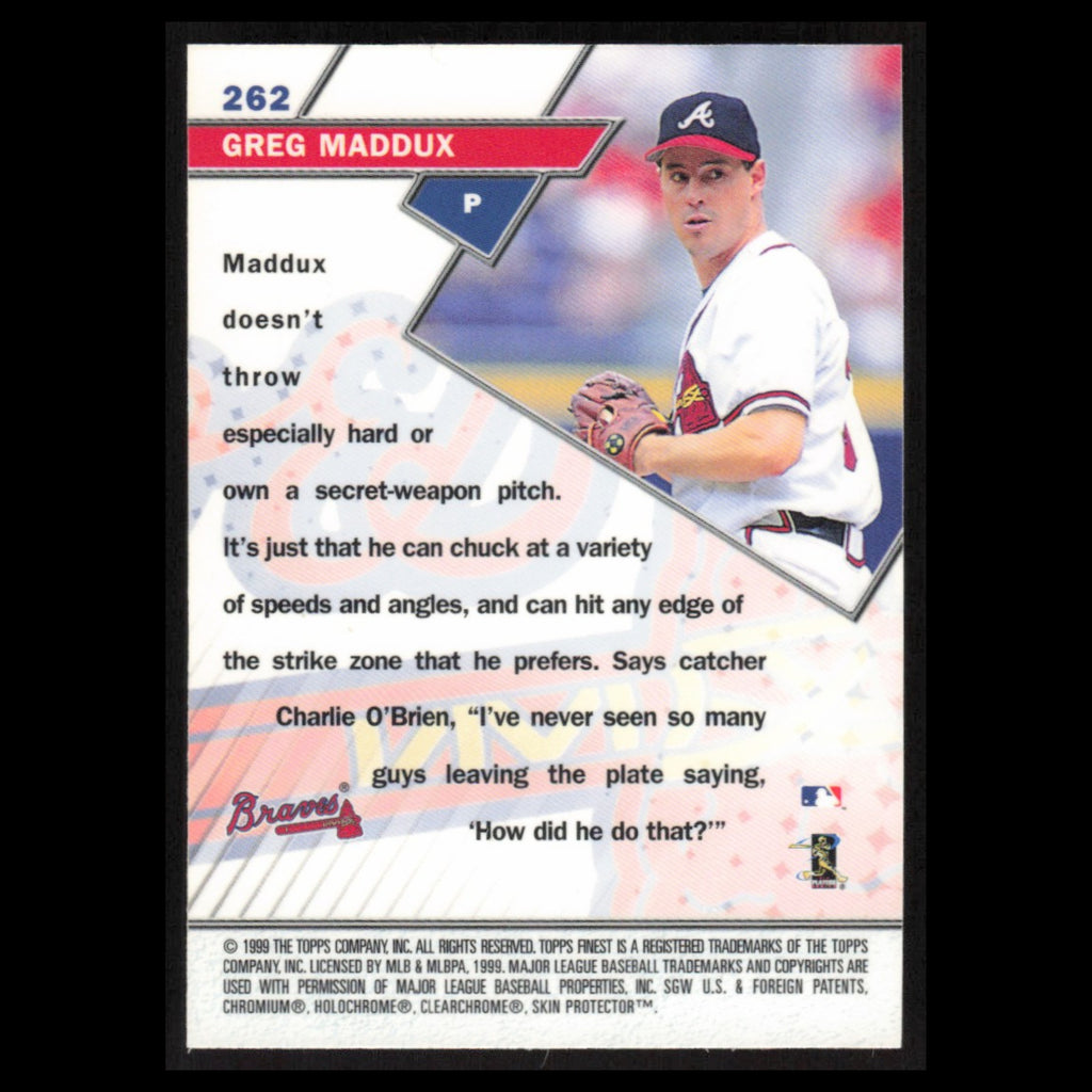 Greg Maddux #262 1999 Topps Finest w Coating Atlanta Braves Baseball Card MLB NM