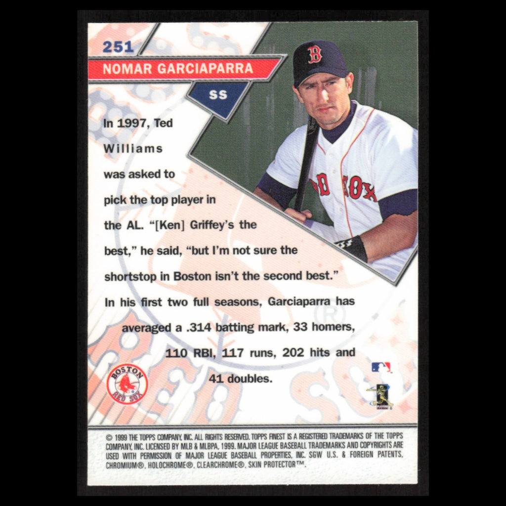 Nomar Garciaparra #251 1999 Topps Finest w Coating Boston Red Sox Baseball Card
