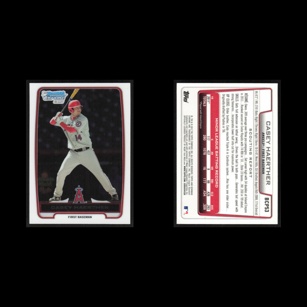 Casey Haerther #BCP53 2012 Bowman Chrome Prospects Los Angeles Angels Baseball