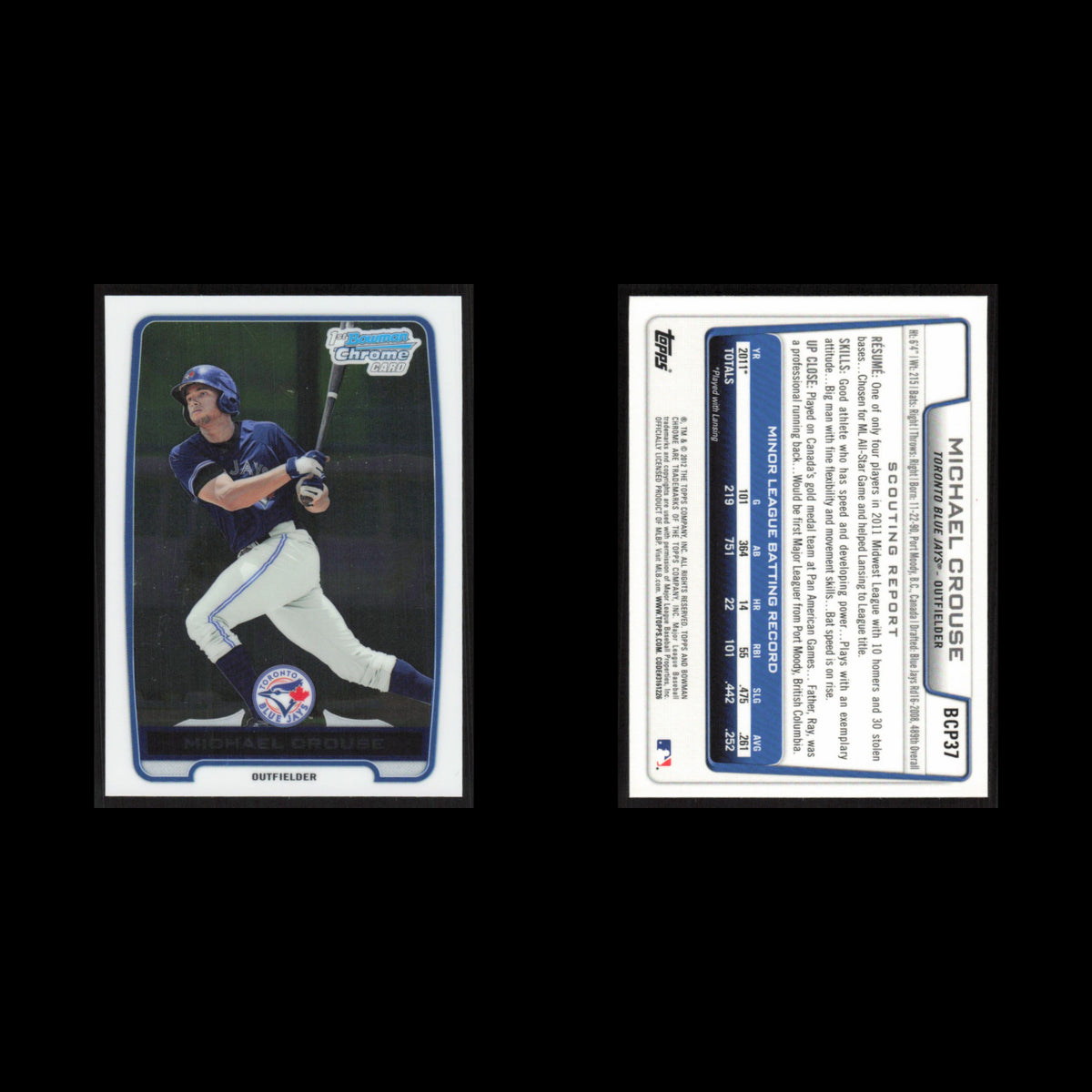 Michael Crouse #BCP37 2012 Bowman Chrome Prospects Toronto Blue Jays Baseball NM
