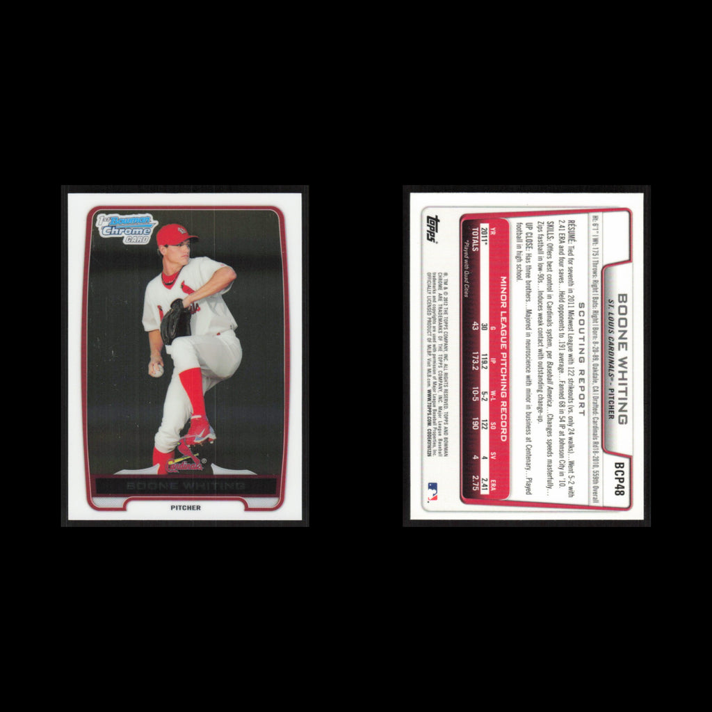 Boone Whiting #BCP48 2012 Bowman Chrome Prospects St. Louis Cardinals Baseball