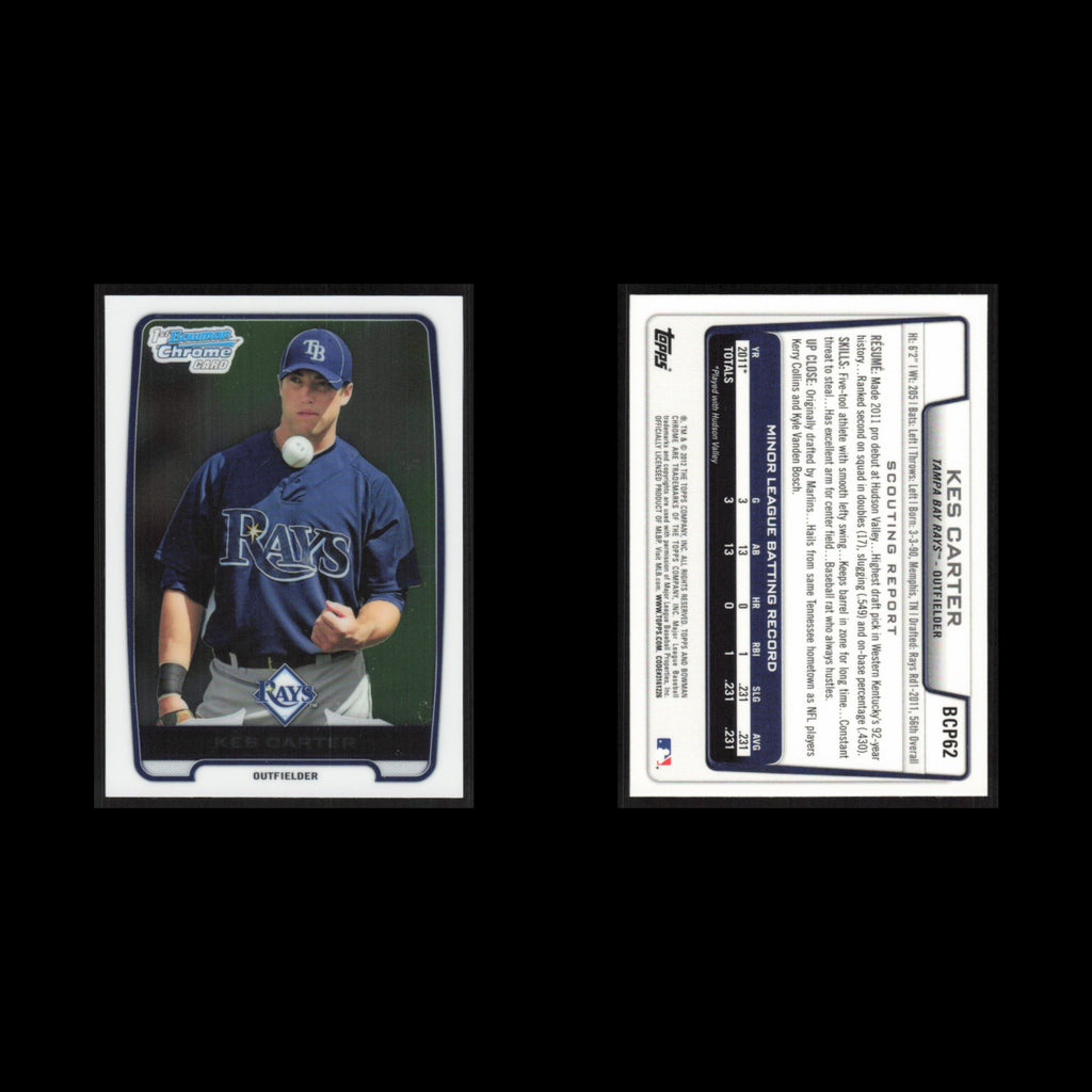 Kes Carter #BCP62 2012 Bowman Chrome Prospects Tampa Bay Rays Baseball Card MLB