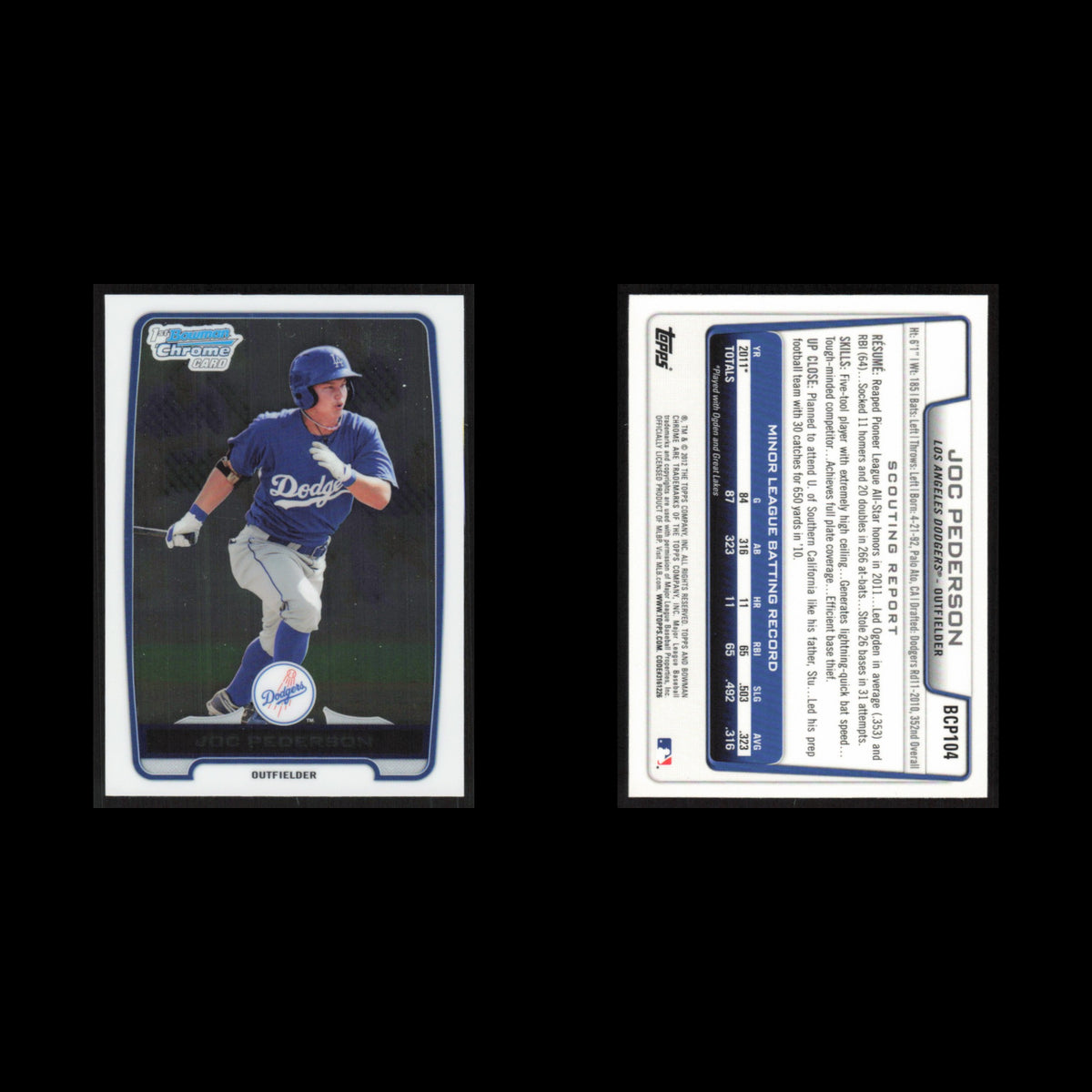Joc Pederson #BCP104 2012 Bowman Chrome Prospects Los Angeles Dodgers Baseball