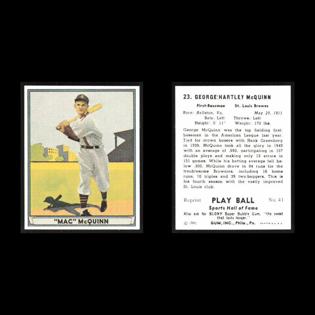 George McQuinn #23 1977 1941 Play Ball Reprints St. Louis Browns Baseball Card