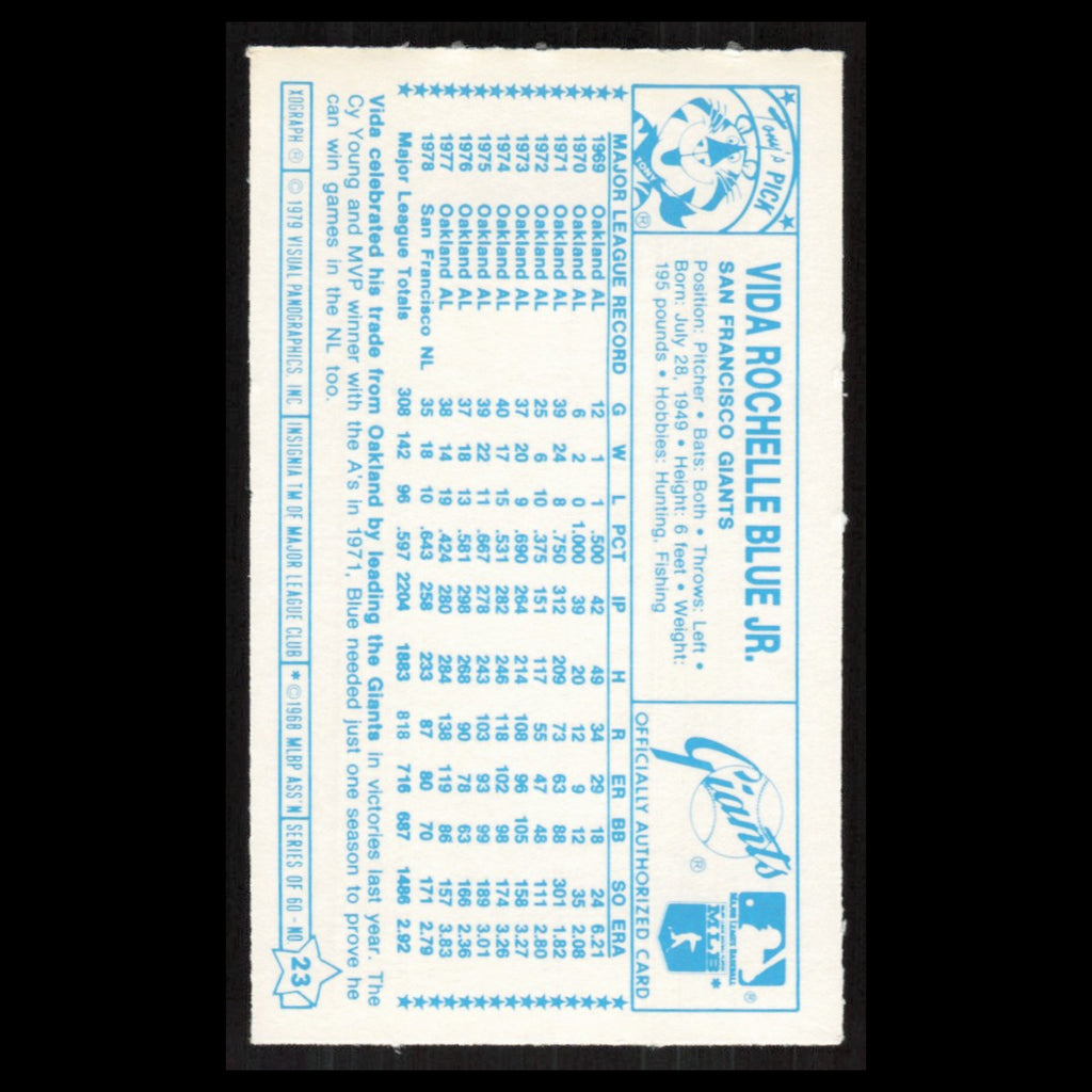 Vida Blue #23 1979 Kelloggs San Francisco Giants Baseball Card MLB NM
