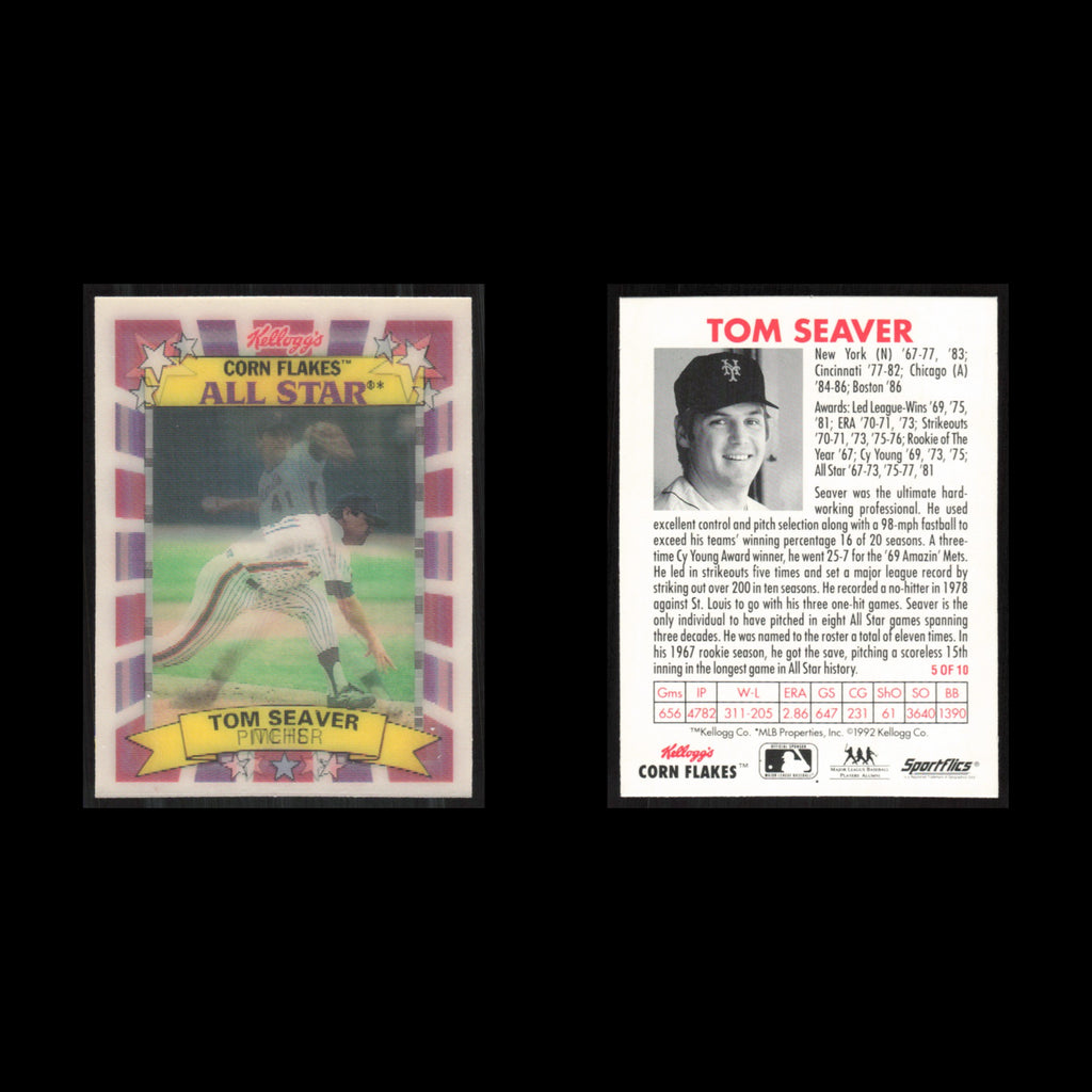 Tom Seaver #5 1992 Kelloggs Corn Flakes All-Stars New York Mets Baseball Card NM