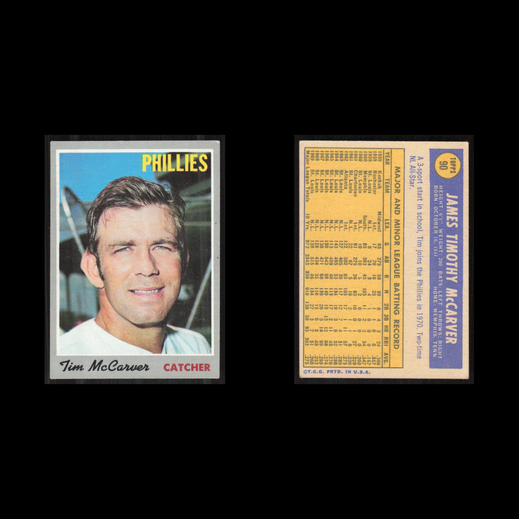 Tim McCarver #90 1970 Topps Philadelphia Phillies Baseball Card MLB NM