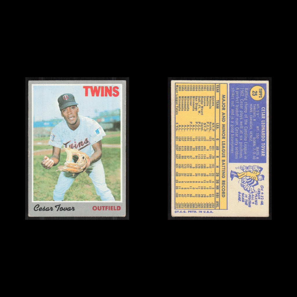 Cesar Tovar #25 1970 Topps Minnesota Twins Baseball Card MLB NM