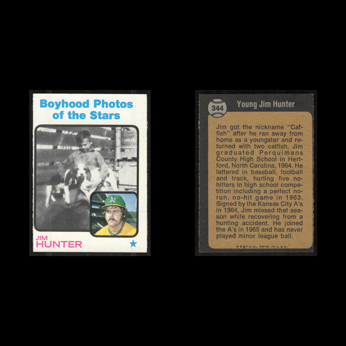 Jim Hunter #344 1973 Topps Oakland Athletics Baseball Card MLB NM