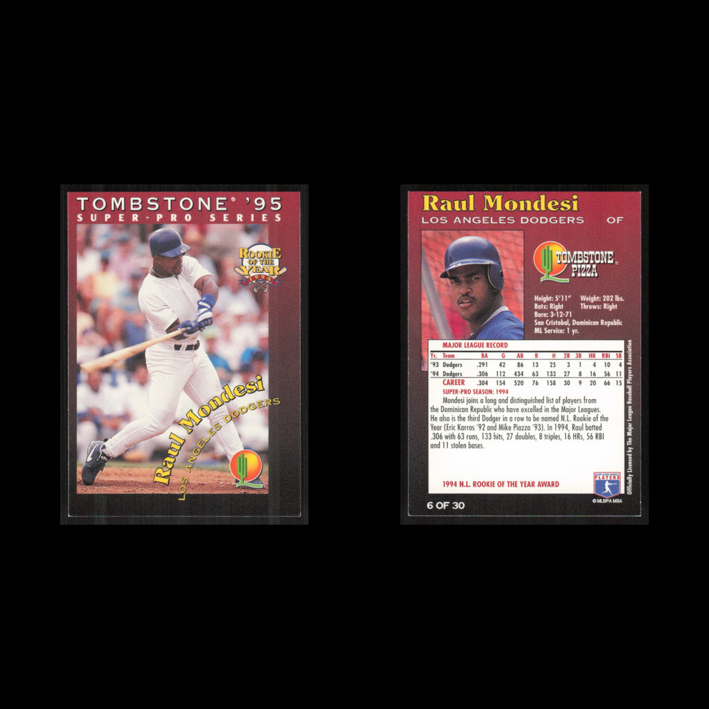 Raul Mondesi #6 1995 Tombstone Pizza Super-Pro Series Los Angeles Dodgers Card