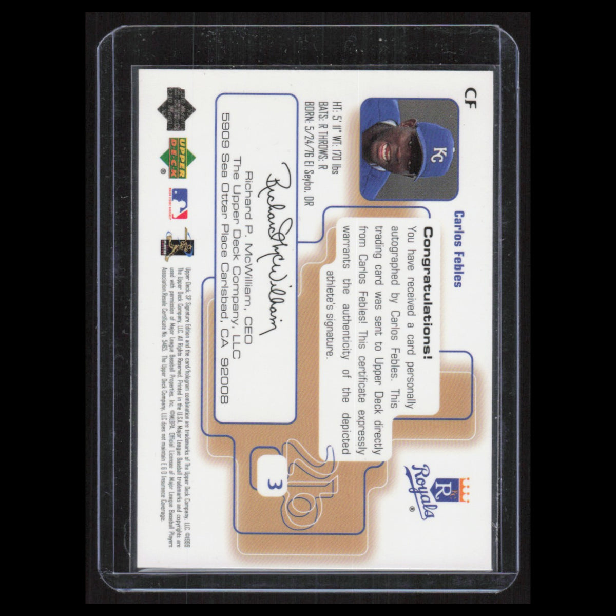 Carlos Febles Auto #CF Autograph 1999 SP Signature Edition Autographs Royals MLB