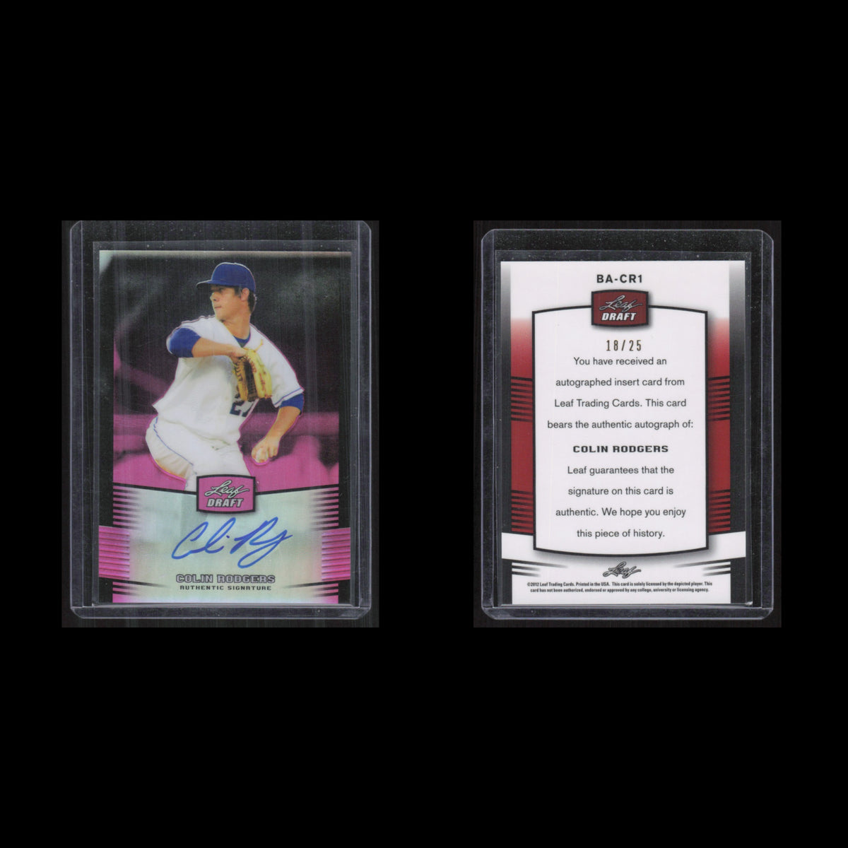 Colin Rodgers Auto /25 #BA-CR1 Autograph 2012 Leaf Metal Draft Prismatic Pink NM