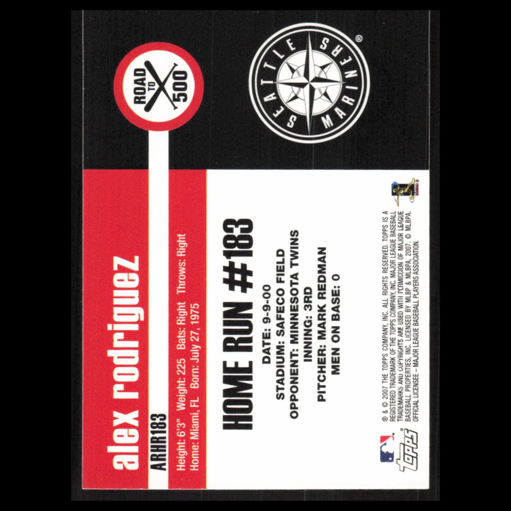 Alex Rodriguez #ARHR183 2007 Topps Alex Rodriguez Road to 500 Seattle Mariners