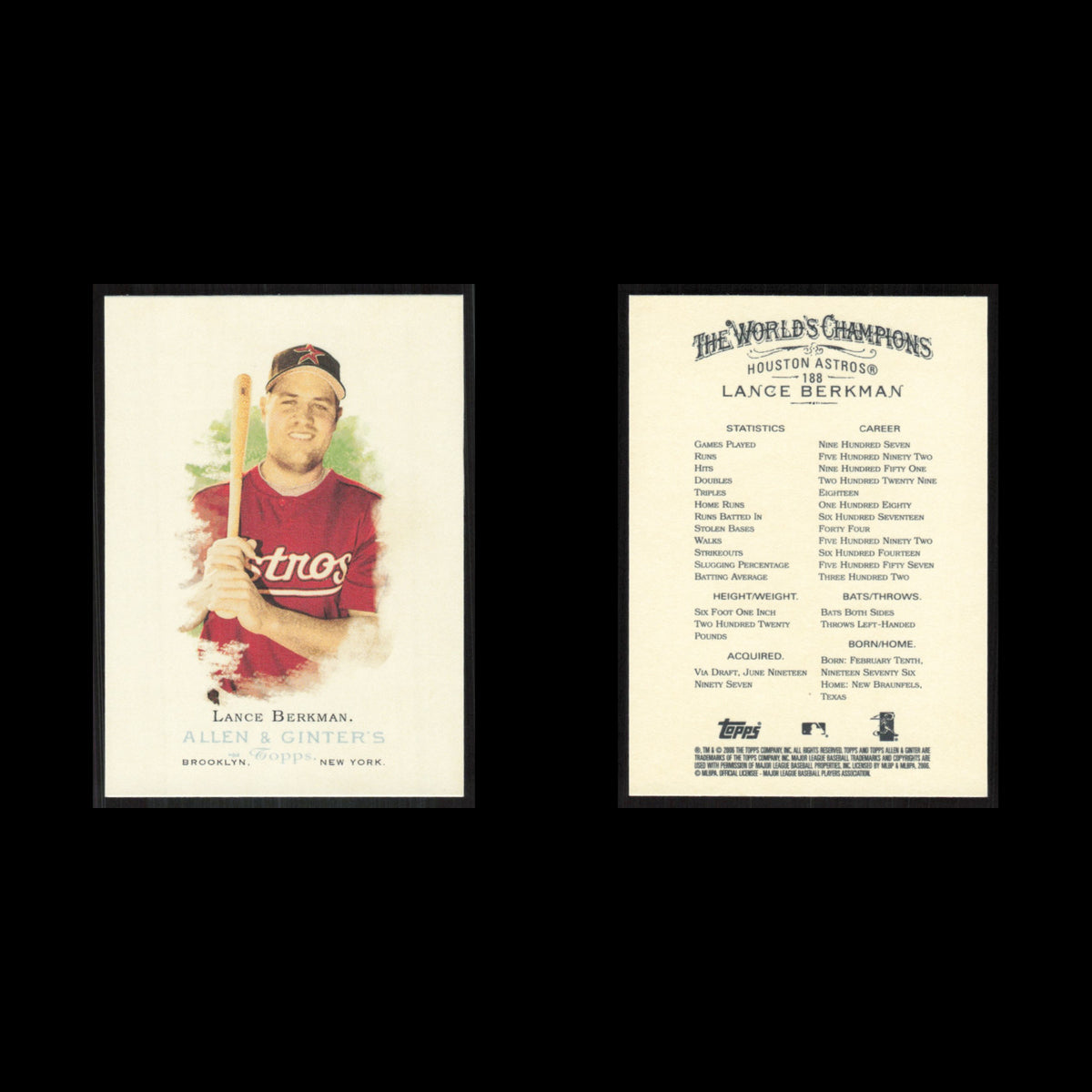 Lance Berkman #188 2006 Topps Allen - Ginter Houston Astros Baseball Card MLB NM