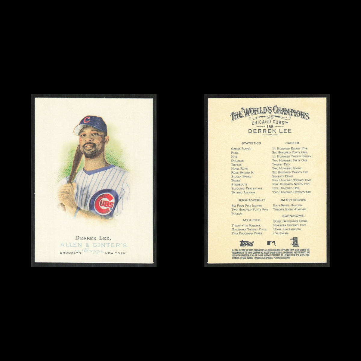 Derrek Lee #156 2006 Topps Allen - Ginter Chicago Cubs Baseball Card MLB NM