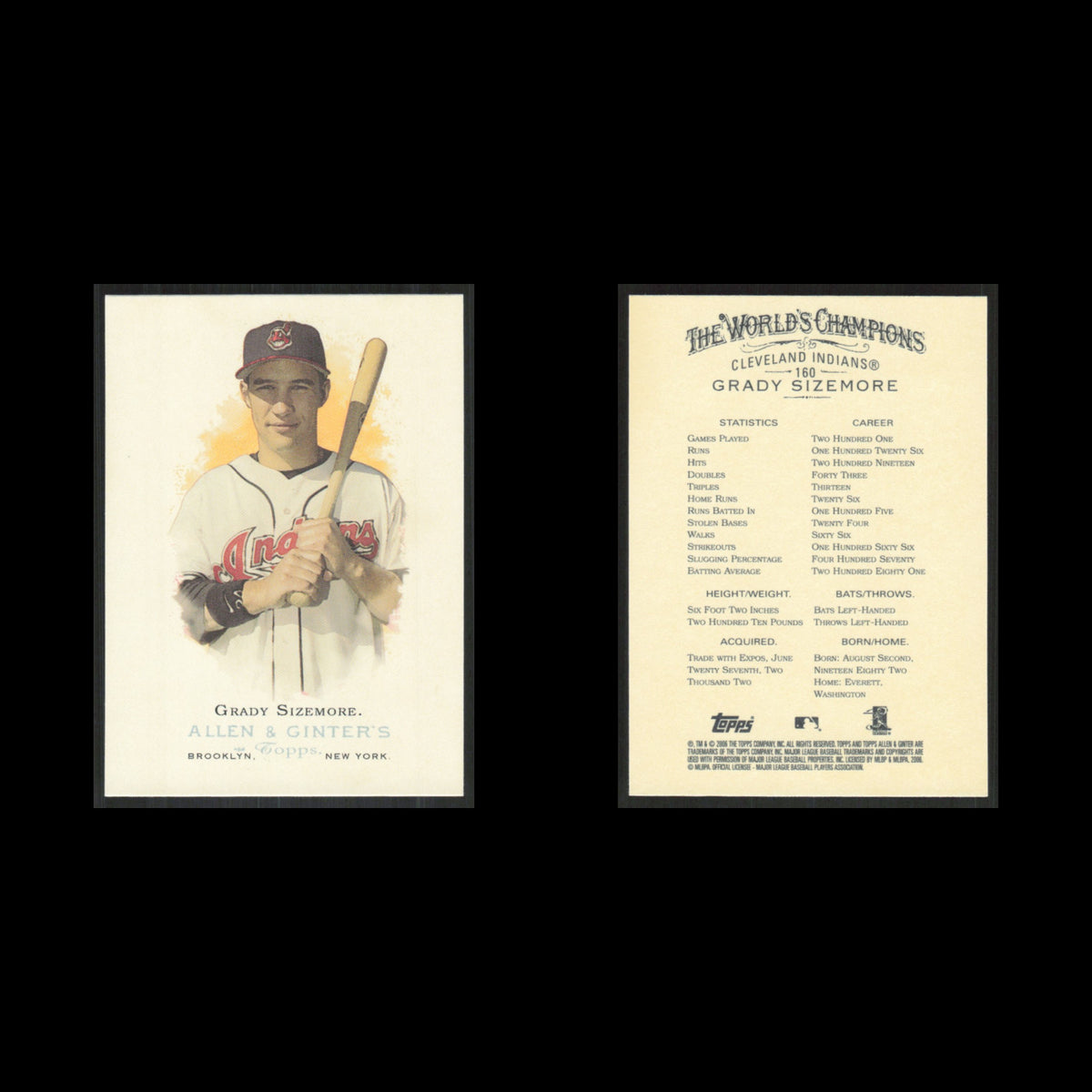 Grady Sizemore #160 2006 Topps Allen - Ginter Cleveland Indians Baseball Card NM