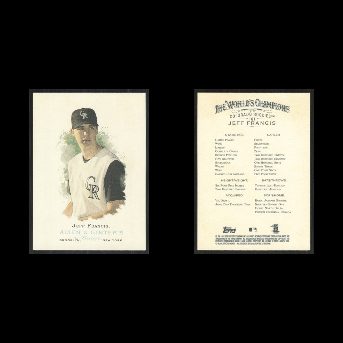 Jeff Francis #161 2006 Topps Allen - Ginter Colorado Rockies Baseball Card MLB