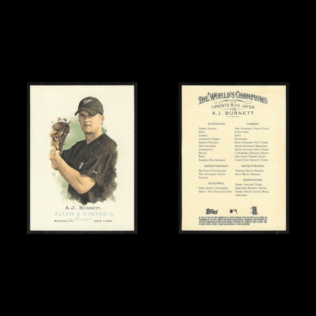 A.J. Burnett #179 2006 Topps Allen - Ginter Toronto Blue Jays Baseball Card MLB
